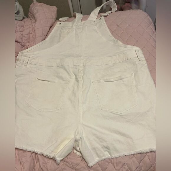 Source Unknown White Denim Overalls Relaxed Fit - Picture 5 of 16